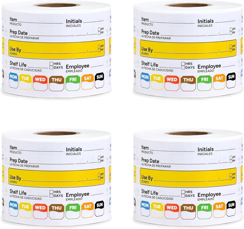 GUEER Restaurant Quality Shelf Life Food Rotation Labels Vinyl, 2” x 3” Self-Adhesive Removable Freezer Food Label, Perfect for Reusable Containers, Easy to Remove, Food Safety Date Sticker (4 Pc) - Image 1